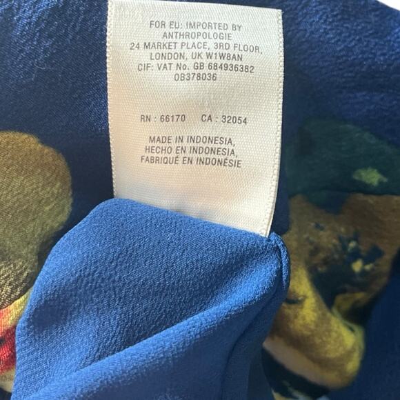 Maeve Anthropologie Designer Navy Blue Floral Dress Summer Elastic Waist US XS - Picture 9 of 11